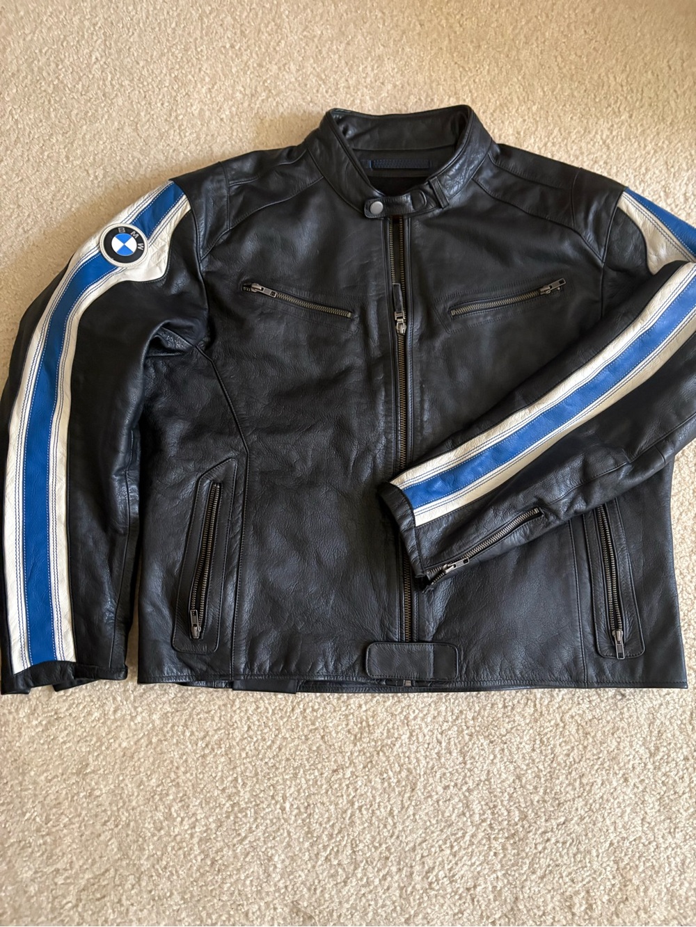 New real leather BMW Black Leather Motorcycle Jacket size (3XL fit XL)